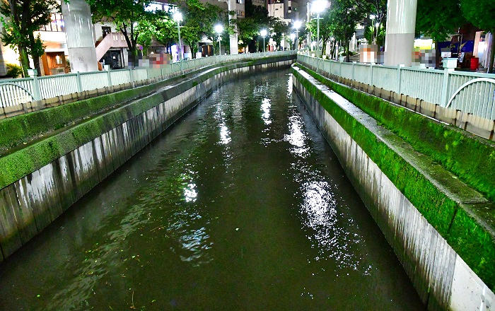 千葉市中央区を流れる葭川（2021年10月1日台風16号時）