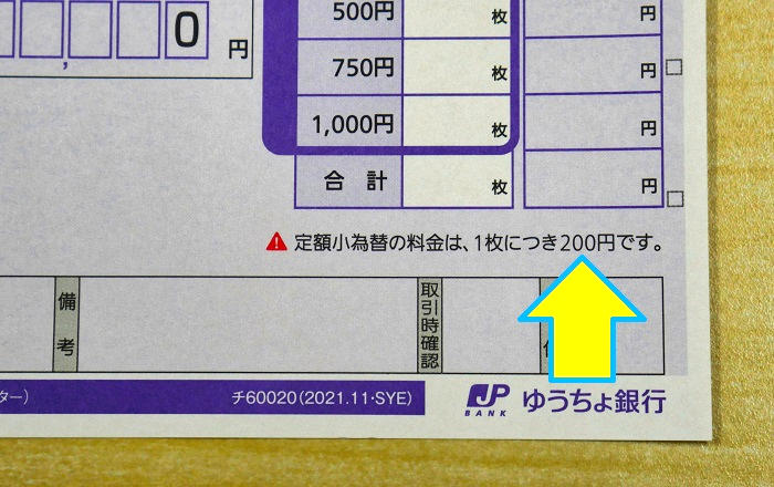 令和4年1月17日から定額小為替の手数料が200円に